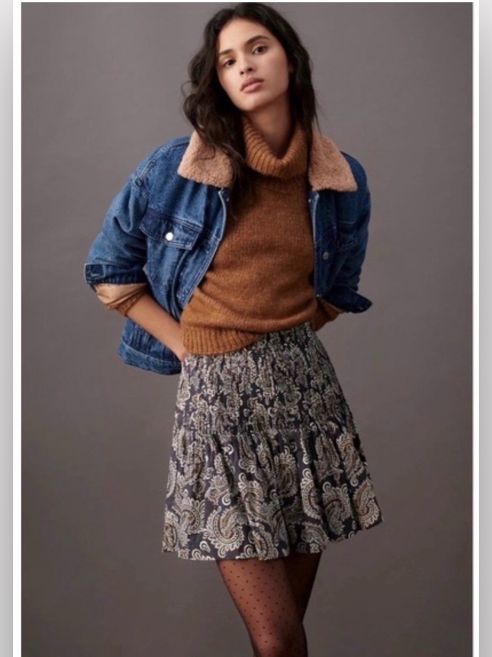 Anthropologie  Eula Mini Skirt XL Paisley Floral Pintucked Peasant Boho Cotton